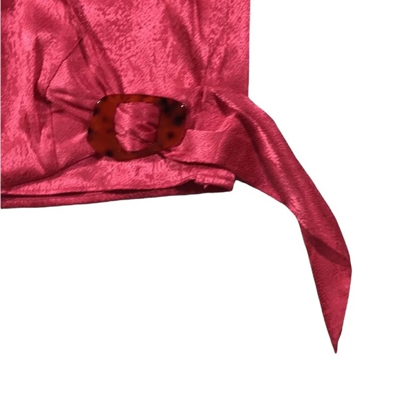 Kensie Wrap Belted Shiny Blouse - Picture 7 of 9